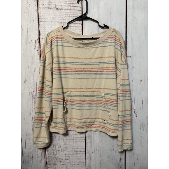 prAna Cozy Up Sanction Hemp Striped Pocket Knit Sweater Size Large - Picture 1 of 10